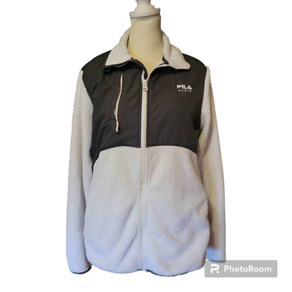 FILA Sport White Fleece Jacket Women's Size Large